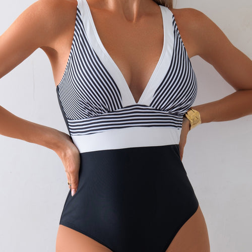 Damen Eleganter Badestrumpf mit tiefem V-Ausschnitt Drune