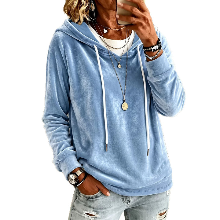 Damen Samt-Kapuzenpullover mit Relaxed-Fit und Kordelzug Drune