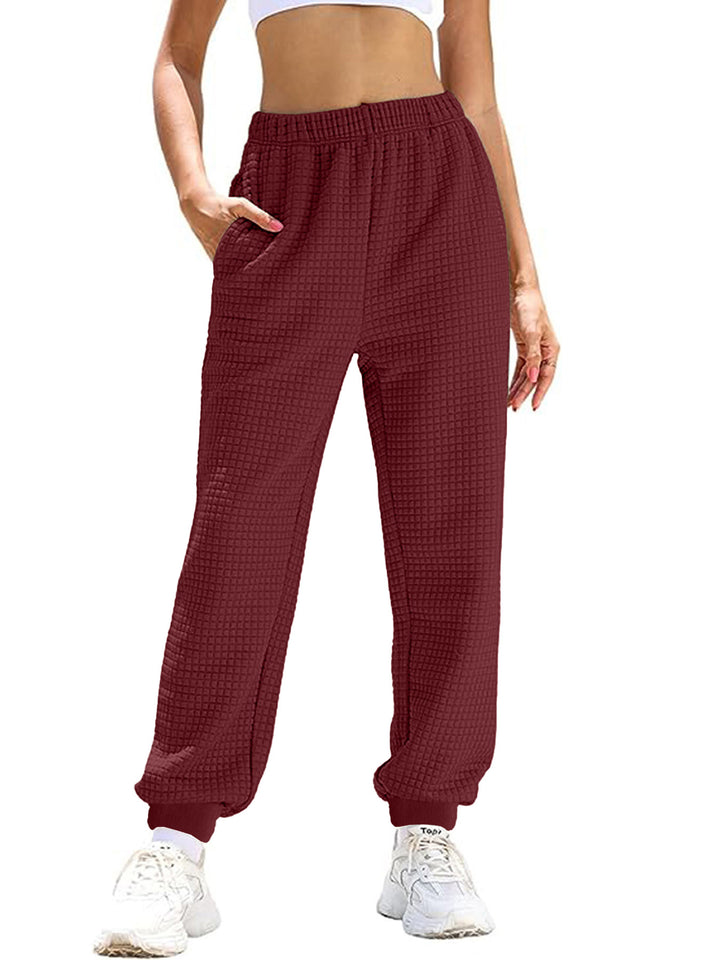 Damen lockere Waffelstruktur Jogginghose Drune