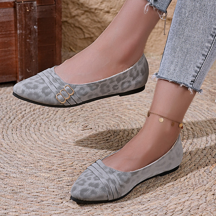 Damen Elegante und bequeme Ballerinas mit modischem Schleifenakzent und edlen Schnallen Drune