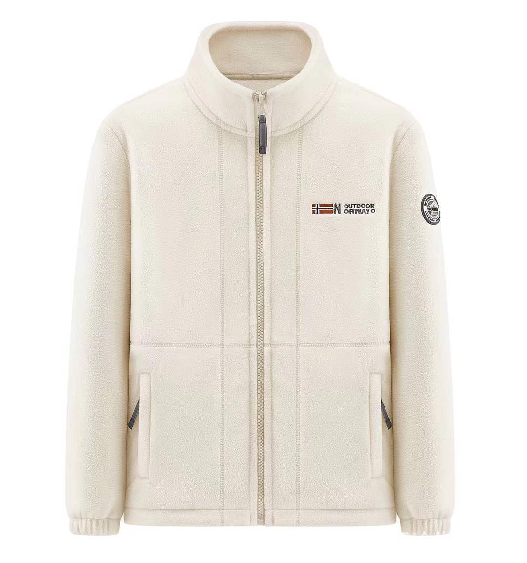 Herren Fleece-Outdoorjacke mit Stehkragen durchgehendem Reißverschluss und elastischen Bündchen Drune