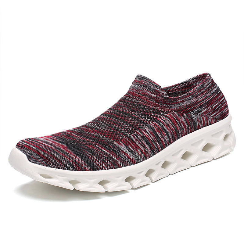 Unisex Leichter Slip-On Strick-Freizeitschuh mit wabenförmiger Hohlkammer-Sohle Drune