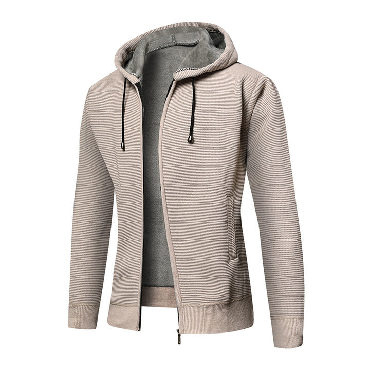 Herren fleecegefütterte Kapuzenjacke mit modischem Rippdesign Drune