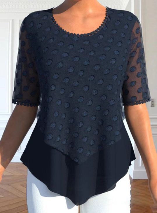 Damen Bluse mit eleganten strukturierten Details und modischem Einsatz Drune