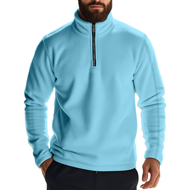 Herren kuscheliger Fleece-Pullover mit half-Zip und hohem Kragen Drune