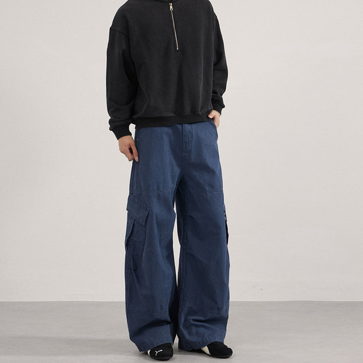 Herren Baggy-Cargohose im Utility-Stil mit tiefem Bund und extra weitem Bein Drune