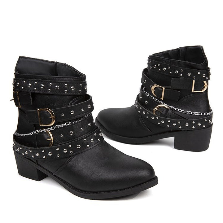 Damen Stiefeletten mit modischem Riemen-Design und dekorativen Akzenten Drune