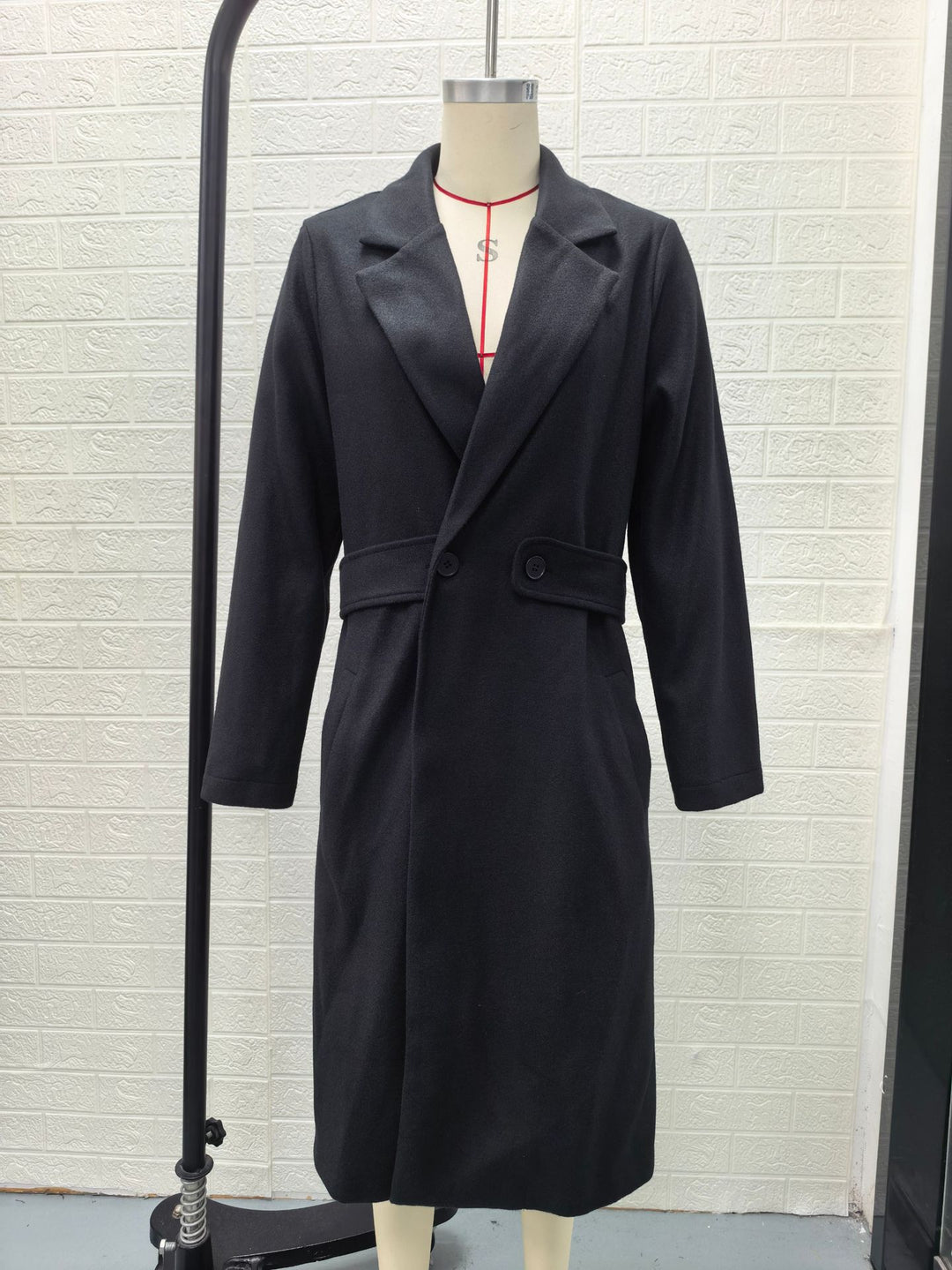 Damen Longline-Mantel mit Reverskragen und Pattentaschen-Detail Drune