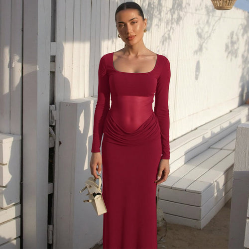 Damen Elegantes Maxikleid mit figurformendem Schnitt und Raffung Drune