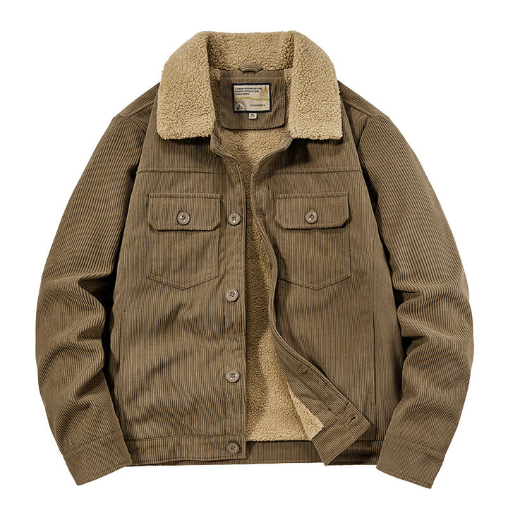 Herren Gemusterte Cordjacke mit Teddyfutter Drune