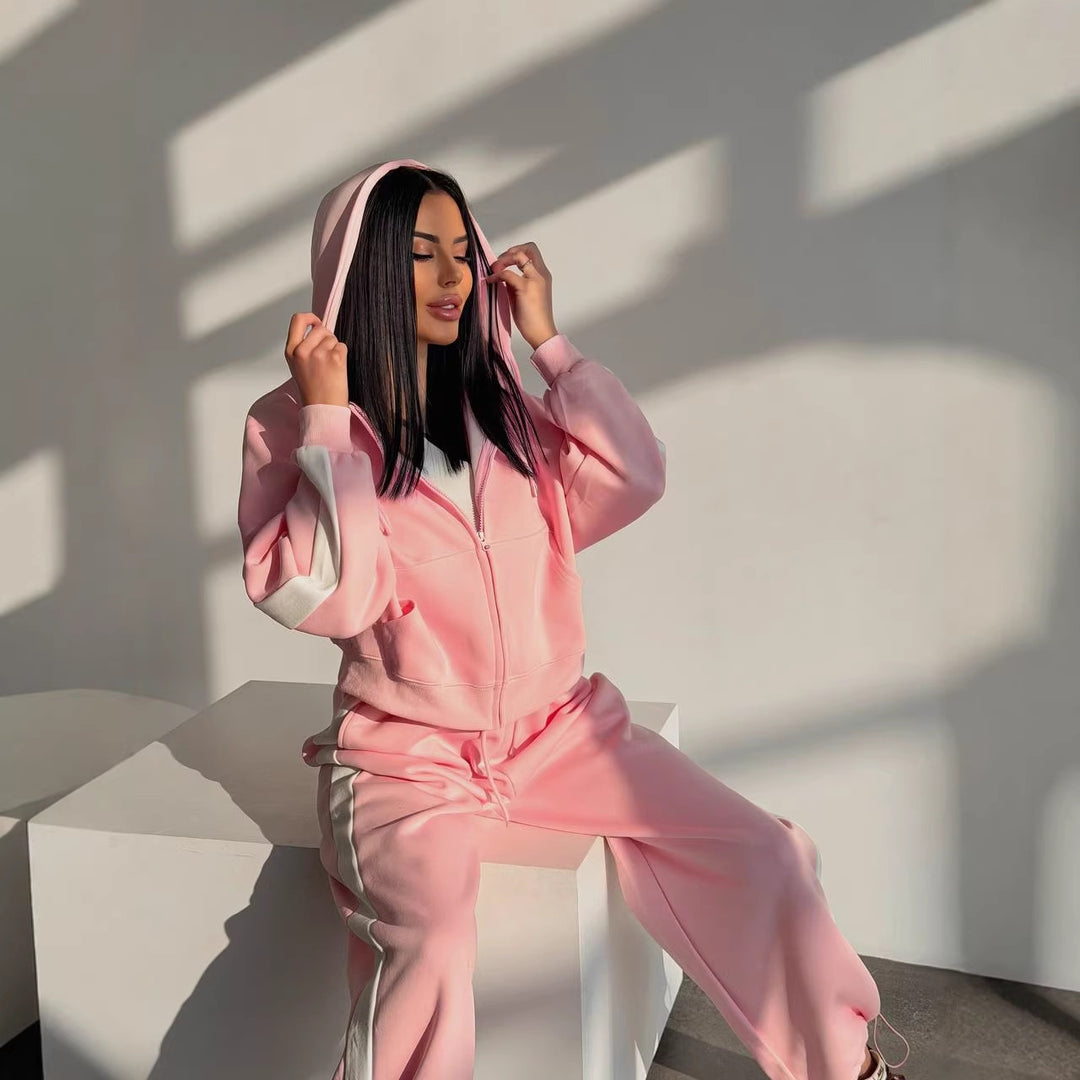 Damen sportliches Freizeit-Set mit modernem Hoodie und bequemer Jogginghose Drune