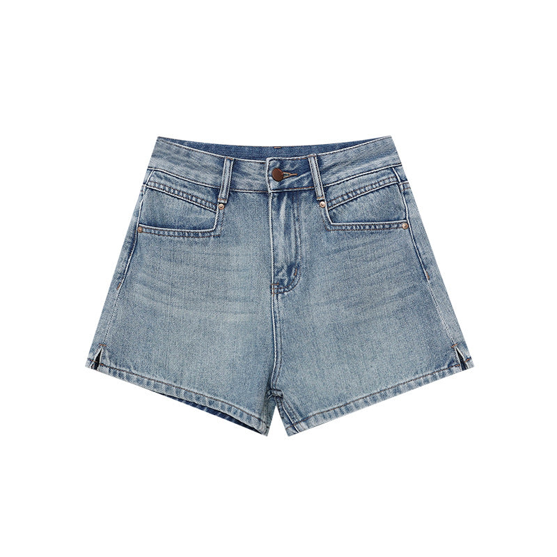 Damen lässige Denim-Shorts mit hohem Bund und klassischem Schnitt Drune