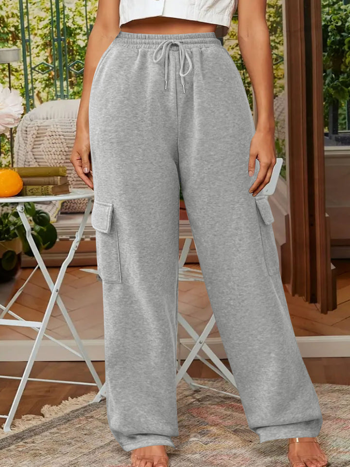 Damen Weiche Cargo-Loungehose mit elastischem Bund und weitem Bein Drune