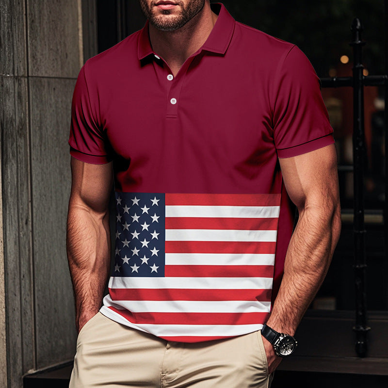 Herren Poloshirt mit Flaggenmuster Drune