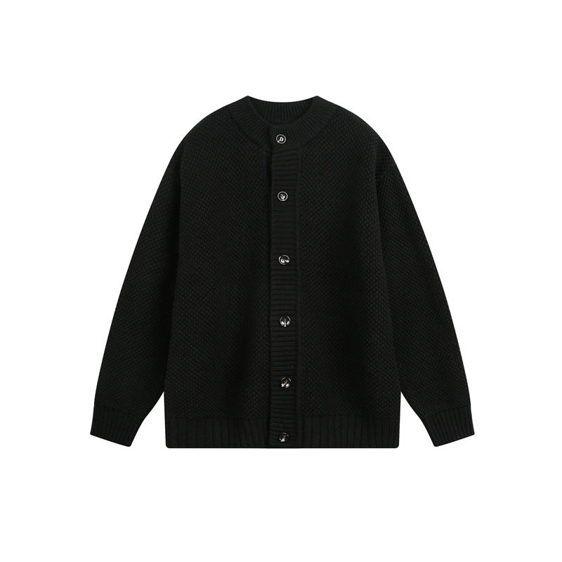 Unisex Grobstrick-Cardigan mit Perlmuster und durchgehender Knopfleiste Drune