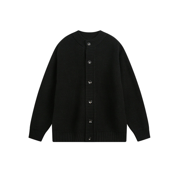 Unisex Grobstrick-Cardigan mit Perlmuster und durchgehender Knopfleiste Drune