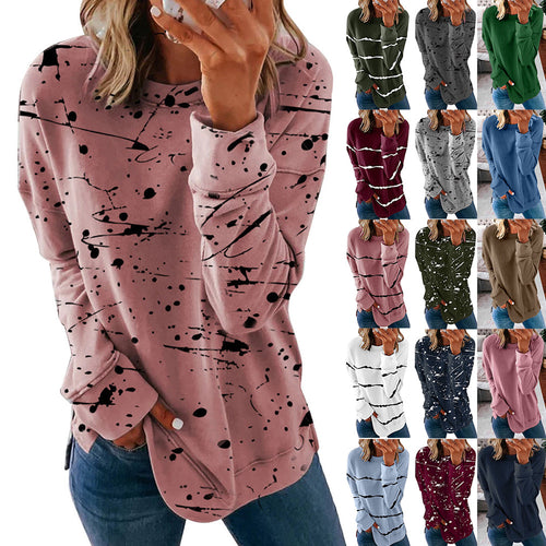 Damen Kreatives Sweatshirt mit Farbklecks-Design Drune