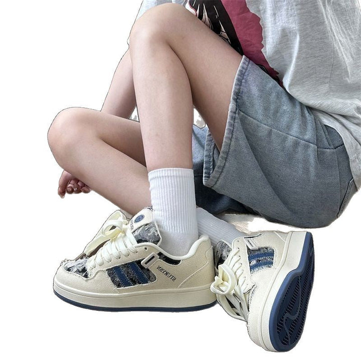 Damen Sneakers im lässigen Denim-Look mit geflochtenem Design Drune