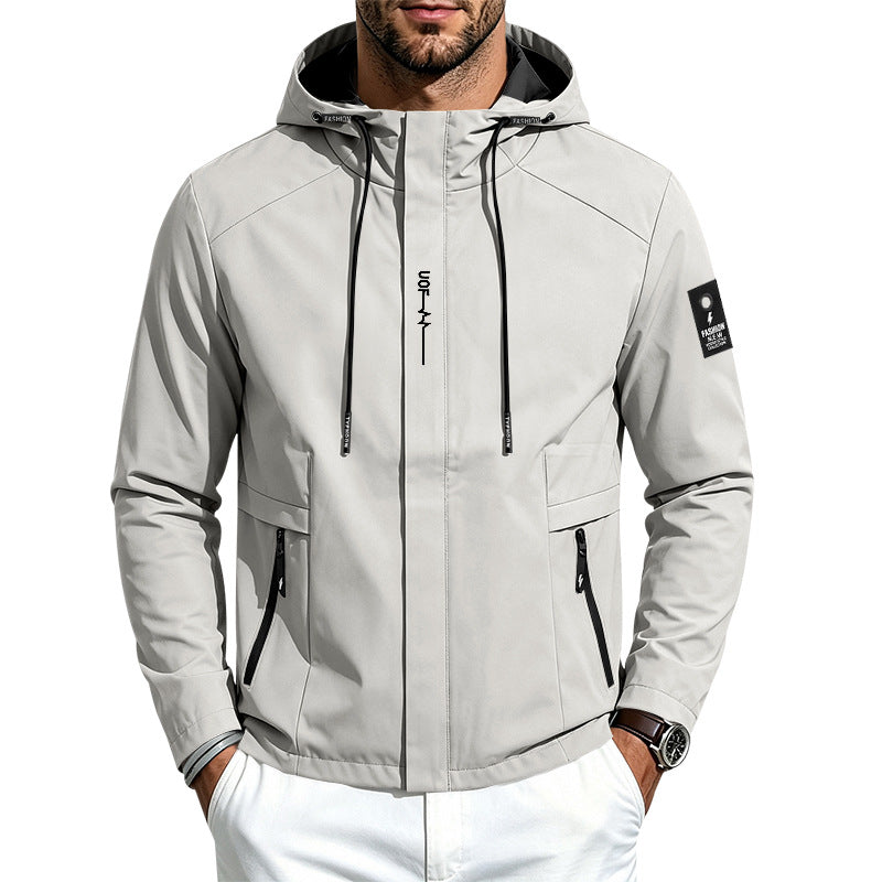 Herren Leichte Softshelljacke mit Kapuze wind- und wasserabweisend Reißverschlusstaschen Drune