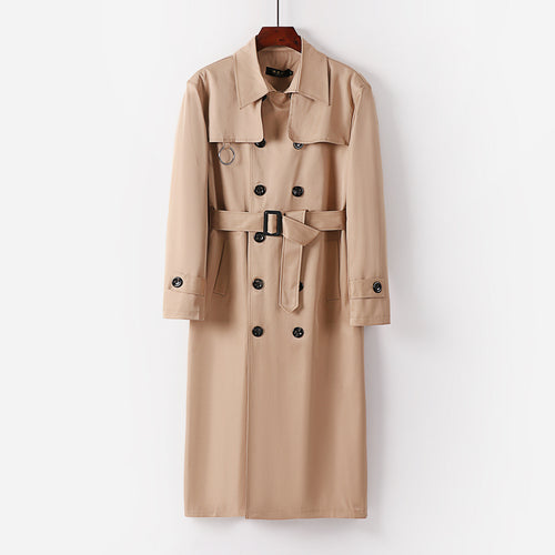 Herren Doppelreihiger Leichter Trenchcoat mit Taillengürtel Drune