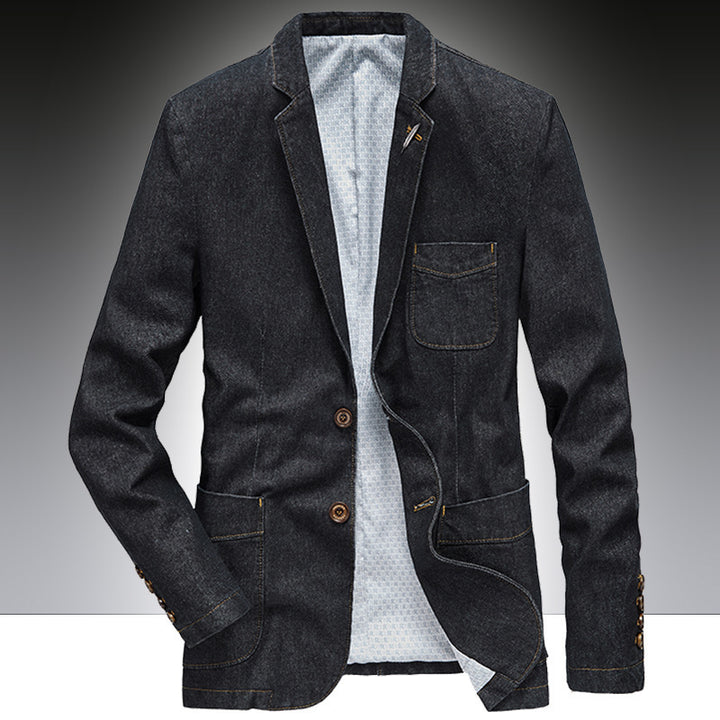 Herren Denim-Sakko im smart-casual Slim-Fit mit aufgesetzten Taschen und Reverskragen Drune