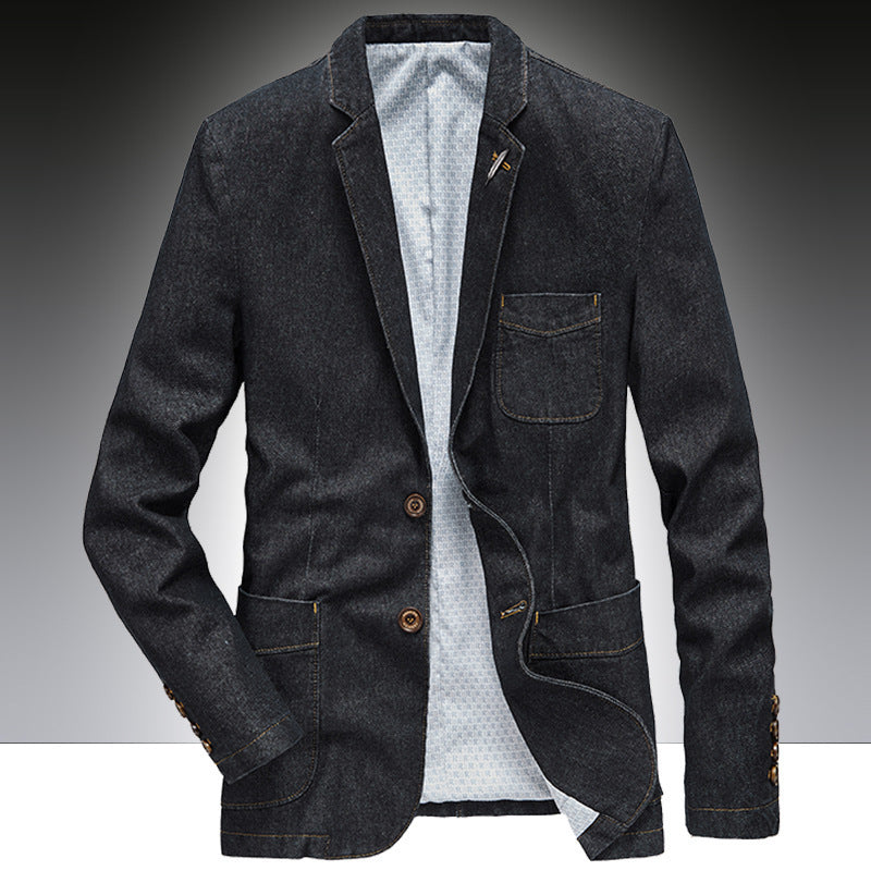 Herren Denim-Sakko im unstrukturierten Worker-Stil mit aufgesetzten Taschen Drune