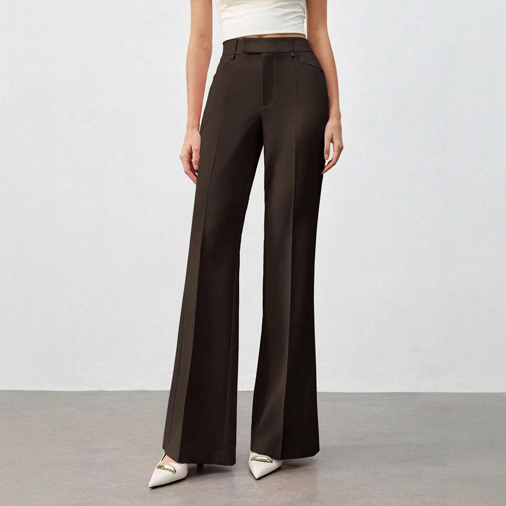 Damen Klassische Stoffhose mit hohem Bund und geradem Bein Drune