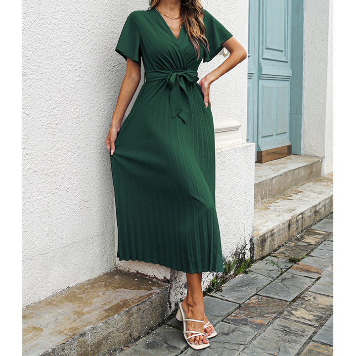 Damen Wickel-Maxikleid mit schwingenden Rüschen und taillierbarem Gürtel Drune
