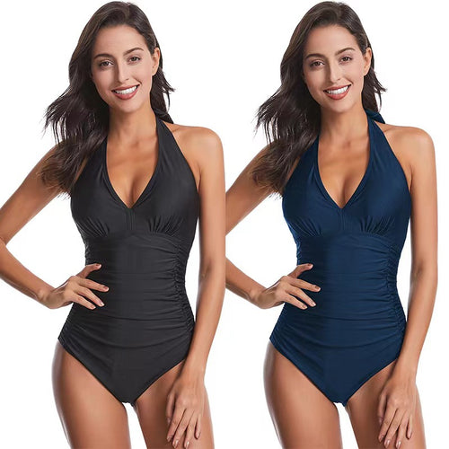 Damen Einteiler Badeanzug mit floralem Wickeldesign und figurformendem Schnitt Drune