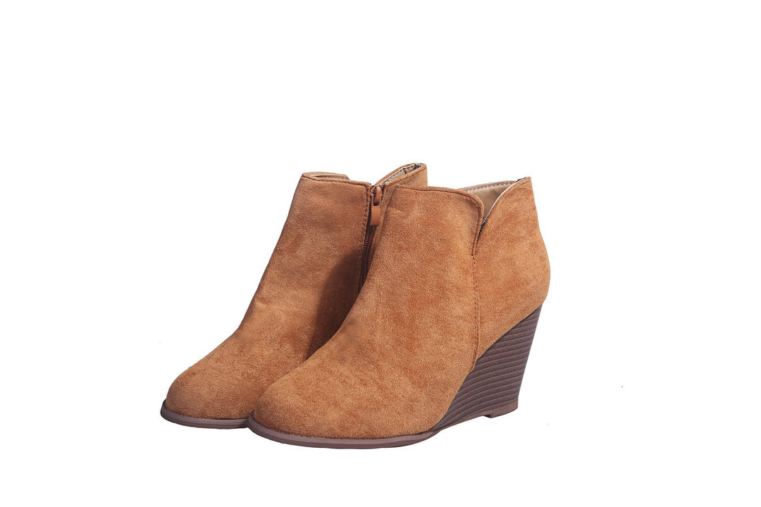 Damen knöchelhohe Keilabsatz‑Stiefelette mit seitlichem Reißverschluss Drune