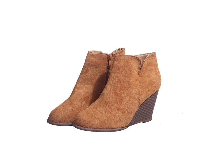 Damen knöchelhohe Keilabsatz‑Stiefelette mit seitlichem Reißverschluss Drune