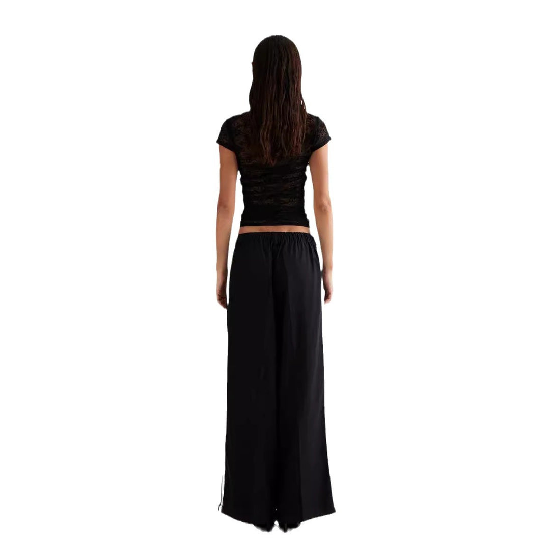 Damen Spitzentop mit enganliegendem Design und kurzen Ärmeln Drune