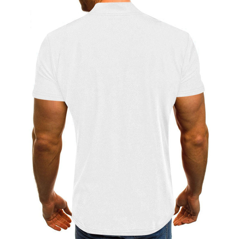 Herren Kurzarm Shirt mit Modischem Reißverschluss Drune