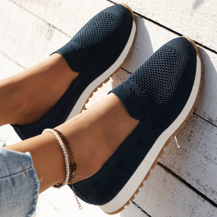 Damen Atmungsaktive Strick-Slipper mit Memory-Fußbett und rutschfester Laufsohle Drune