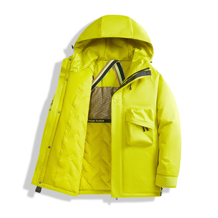 Herren Technischer Utility-Parka mit Kapuze, multifunktionalen Fronttaschen und Thermofutter Drune