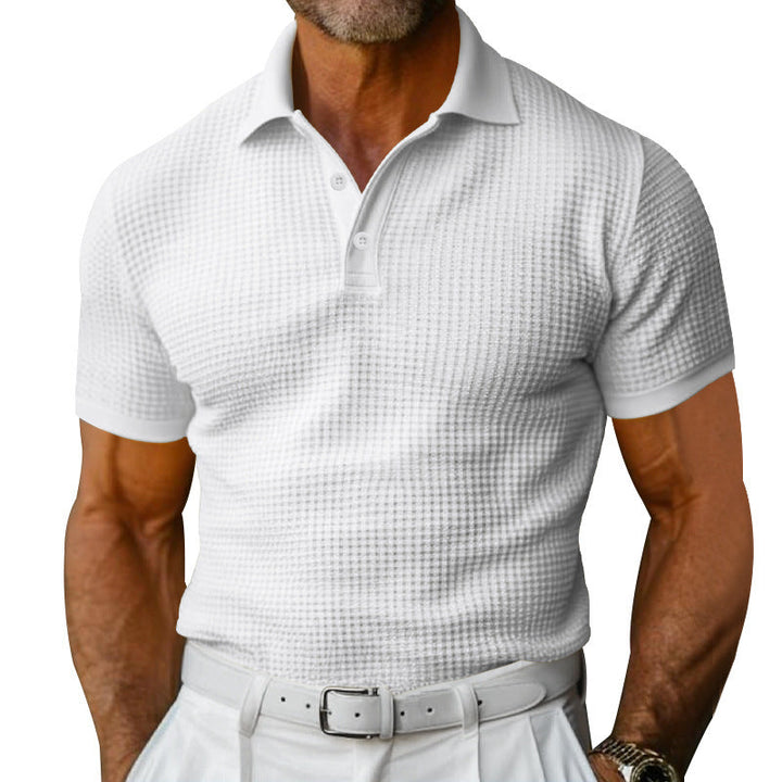 Herren nan strukturiertes Piqué-Poloshirt aus Baumwollmischung mit verstärktem Polokragen Drune