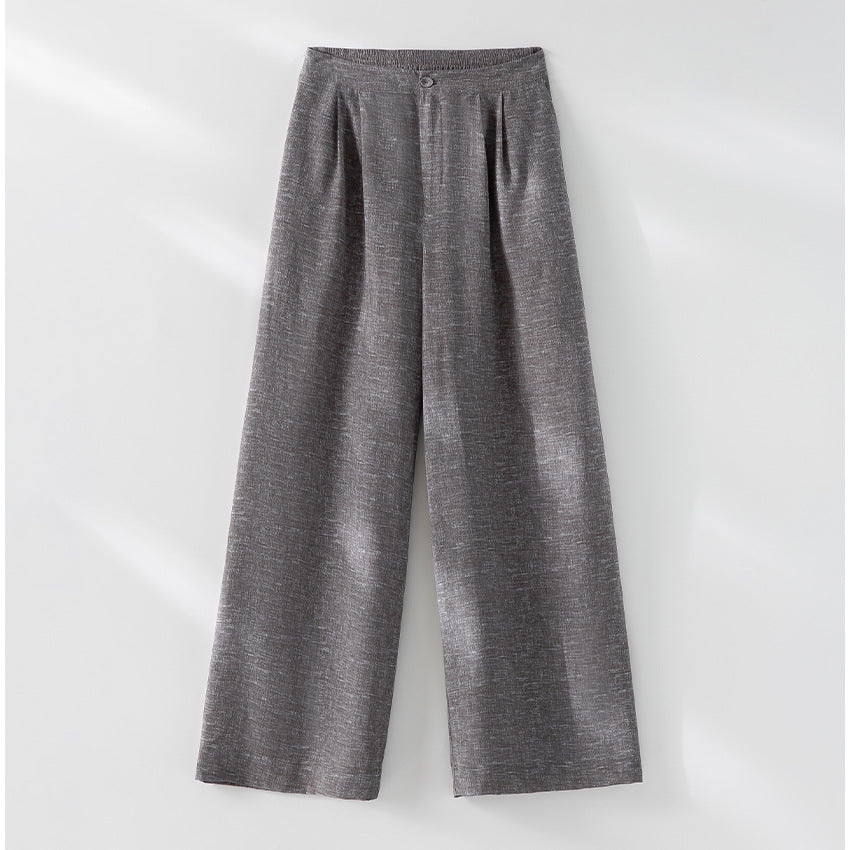 Damen Weite Plissee-Hose mit hohem Elastikbund und Relaxed-Fit Drune