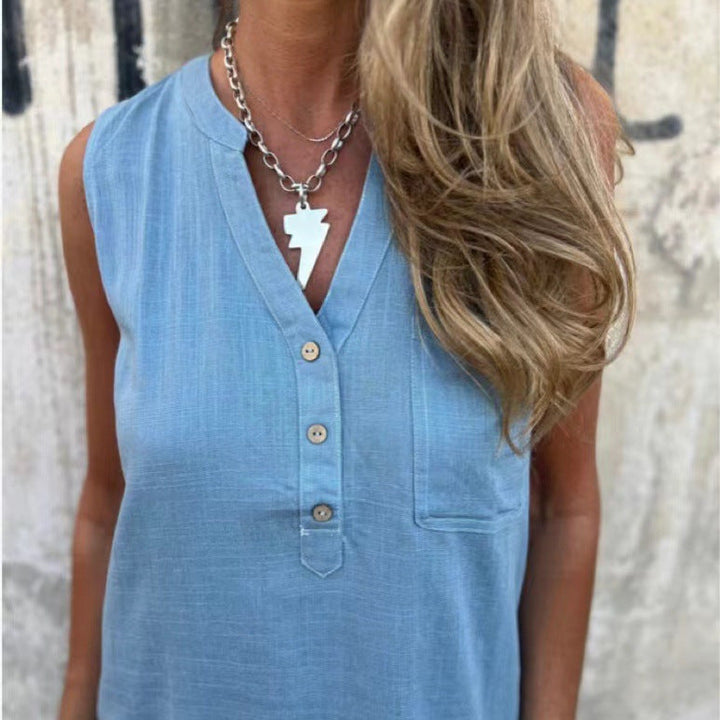 Damen Lässiges Viskose Sommerkleid mit Knopfdetails Drune
