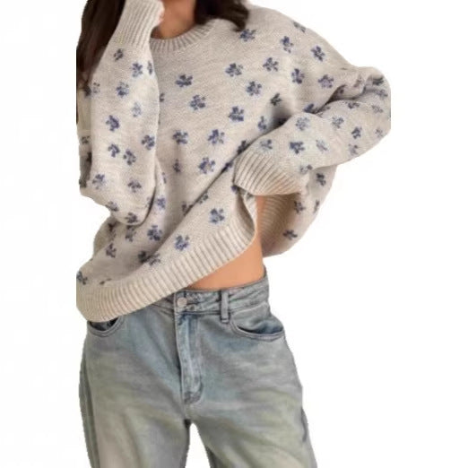 Damen Modischer Pullover mit floralen Mustern