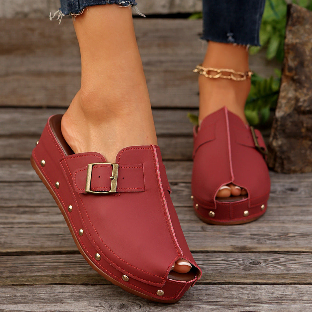 Damen Clogs mit modischem Schnallen-Design und trendiger Metallverzierung Drune
