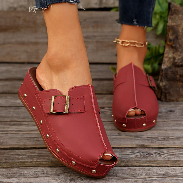 Damen Clogs mit modischem Schnallen-Design und trendiger Metallverzierung Drune