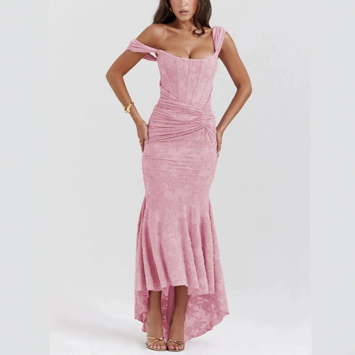 Damen nan eng anliegendes Korsett-Abendkleid mit integrierten Stäbchen, geraffter Wickelpassform und floraler Jacquardstruktur Drune