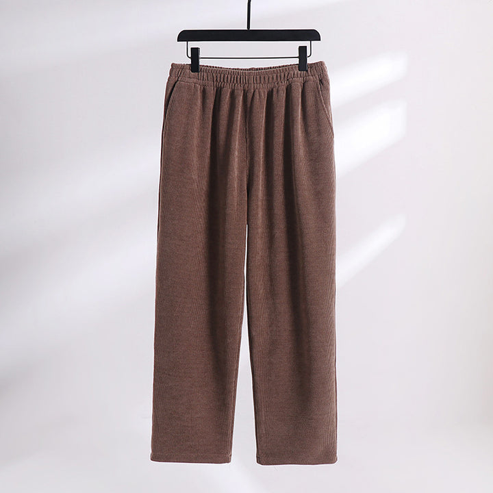 Damen Weite Cordhose mit elastischem Bund, Eingrifftaschen und geradem Bein Drune