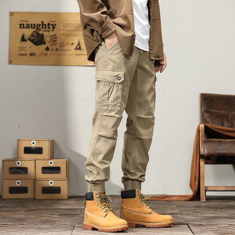 Herren Funktionale Cargo-Joggerhose im Urban-Workwear-Stil mit Kordelbund und Klapptaschen Drune