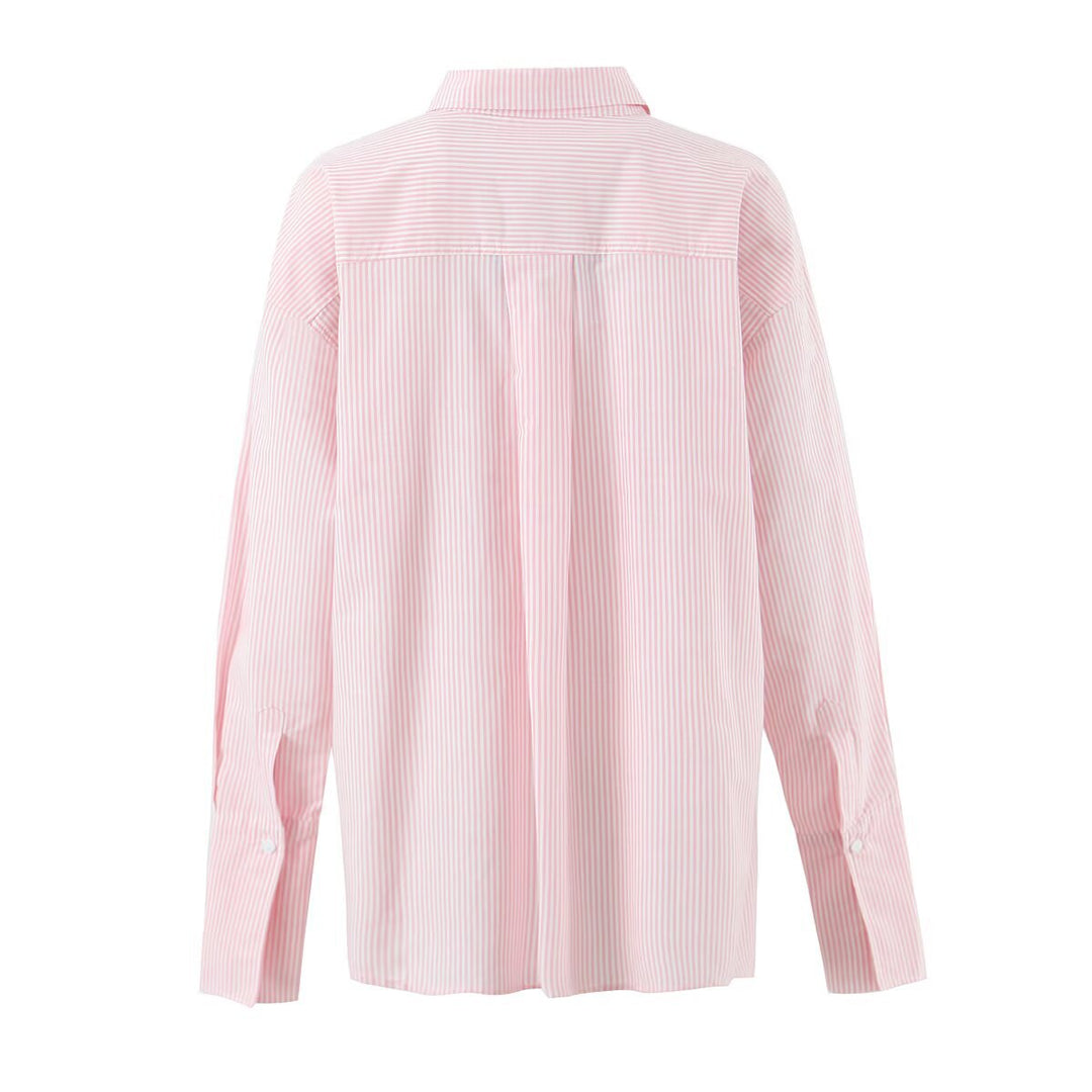 Damen Oversize-Hemdbluse mit Brusttasche und verlängerten Manschetten Drune