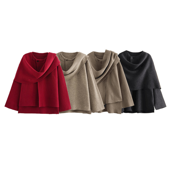 Damen asymmetrische ponchoartige Jacke aus weichem Material Drune