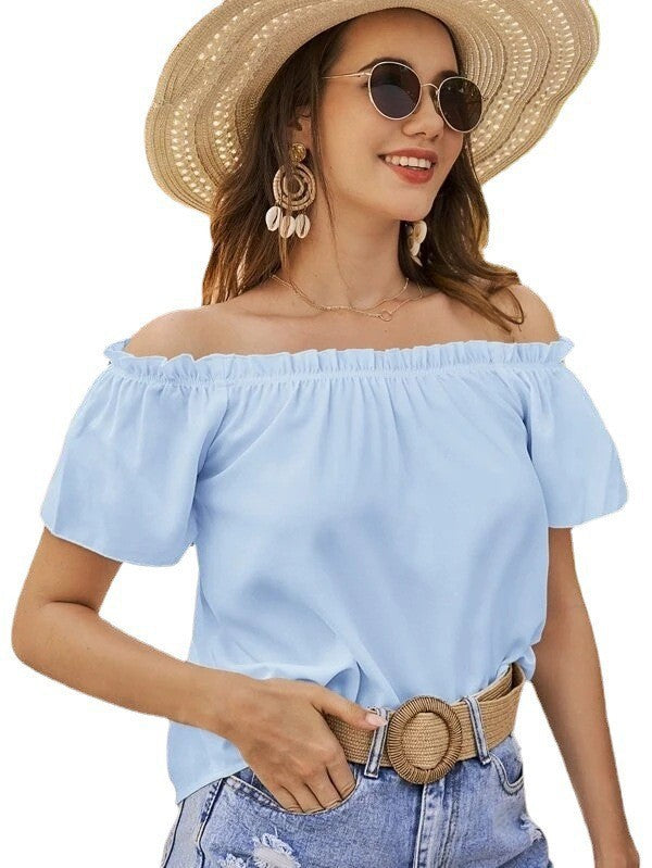 Damen Off-Shoulder Bluse mit elastischem Bund und lässigem Schnitt Drune