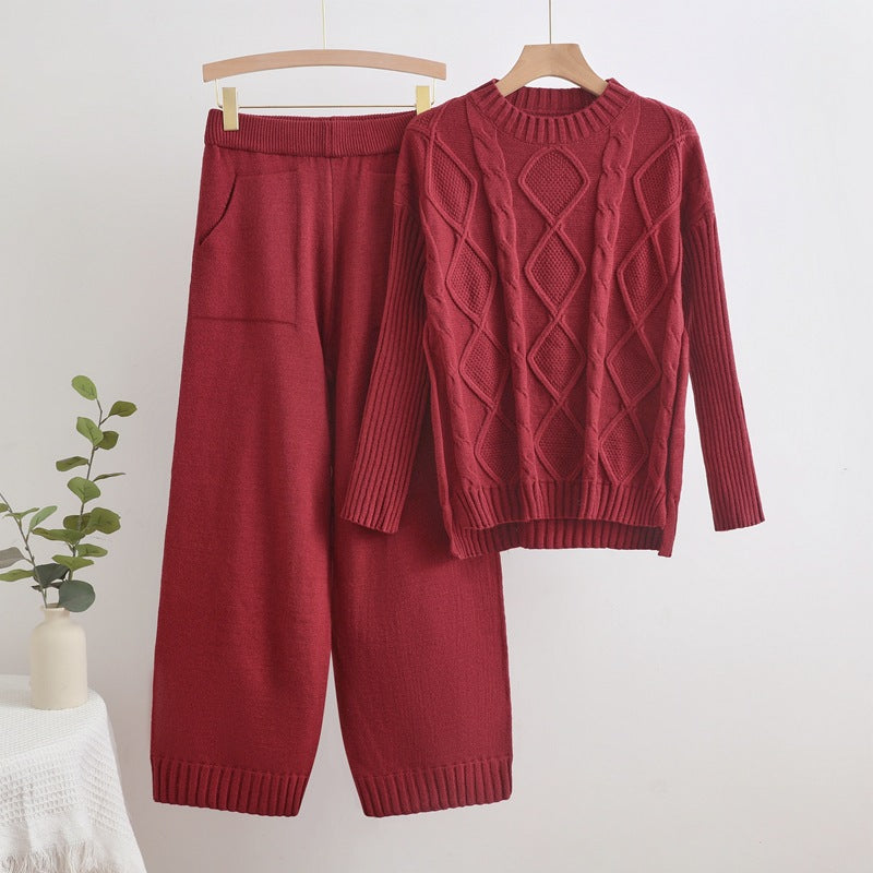 Damen Strick-Set mit Rautenstruktur Drune