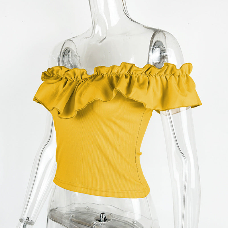 Damen Off-Shoulder Oberteil mit Rüschen Drune