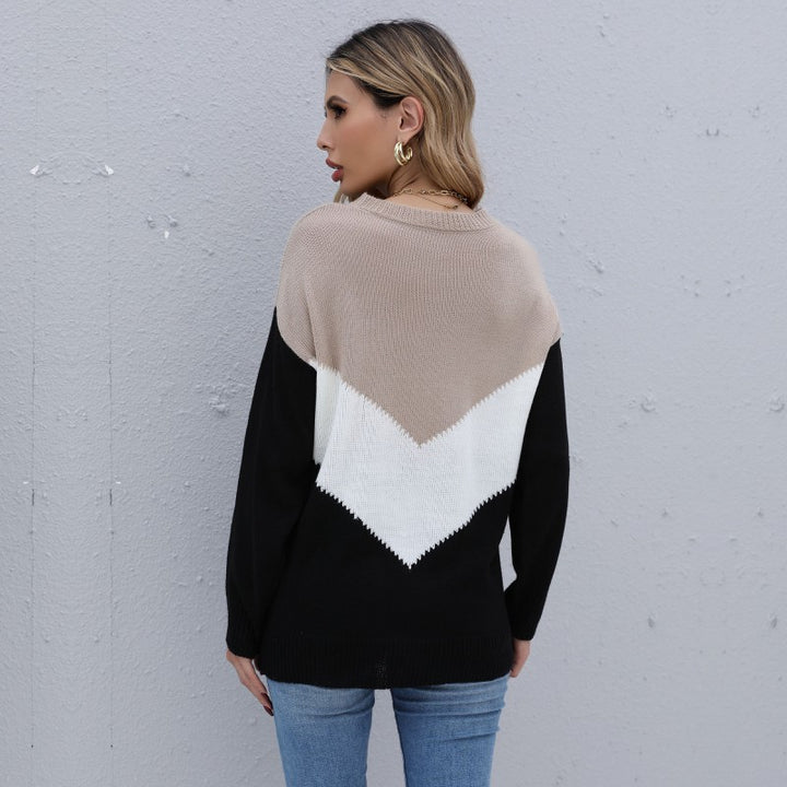 Damen Feinstrick-Pullover mit Chevrondessin, Rundhalsausschnitt und lockerer Silhouette Drune